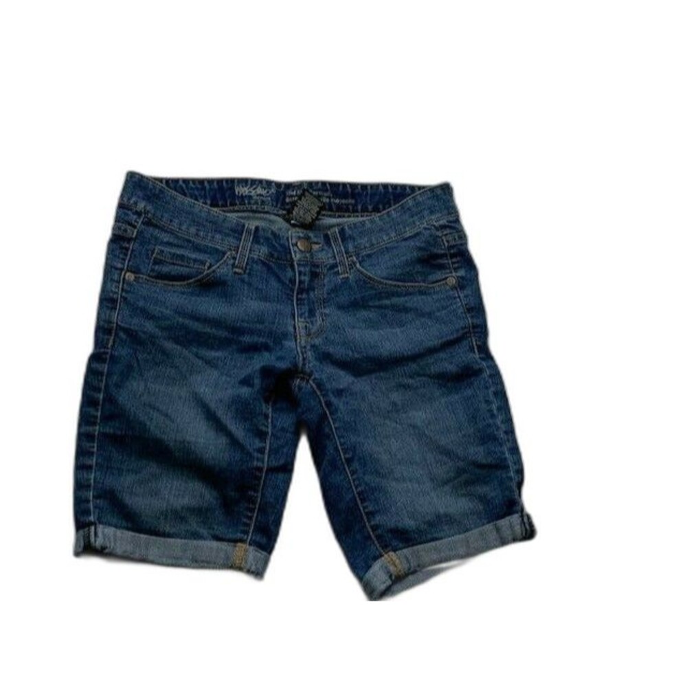Mossimo Juniors Jean Denim Shorts Size 0 Mid Rise Medium Wash Cuffed Hems